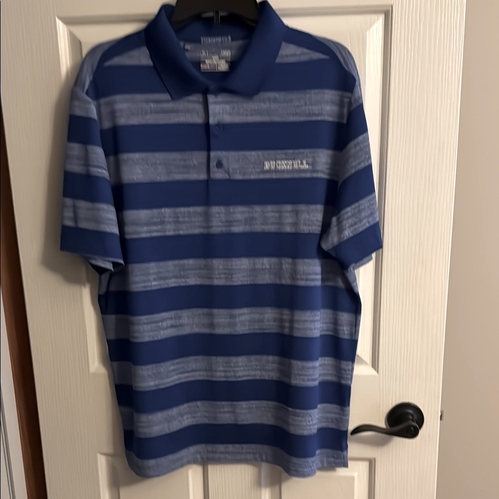 Under Amour, Heat Gear,  Blue and Gray Polo Shirt with Stripes